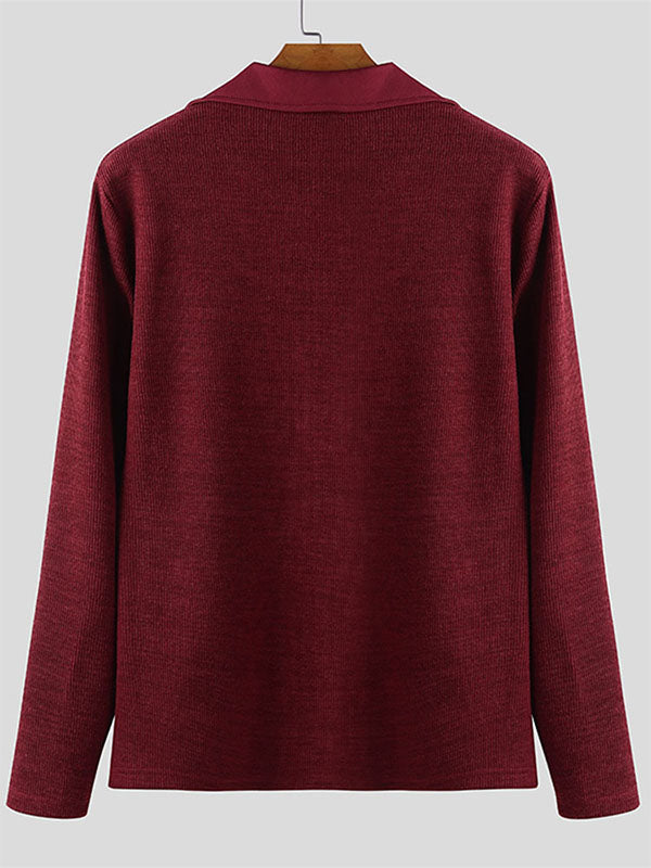 Men's Solid Knit Long Sleeve Sweater