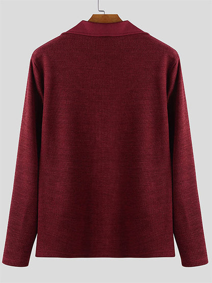 Men's Solid Knit Long Sleeve Sweater