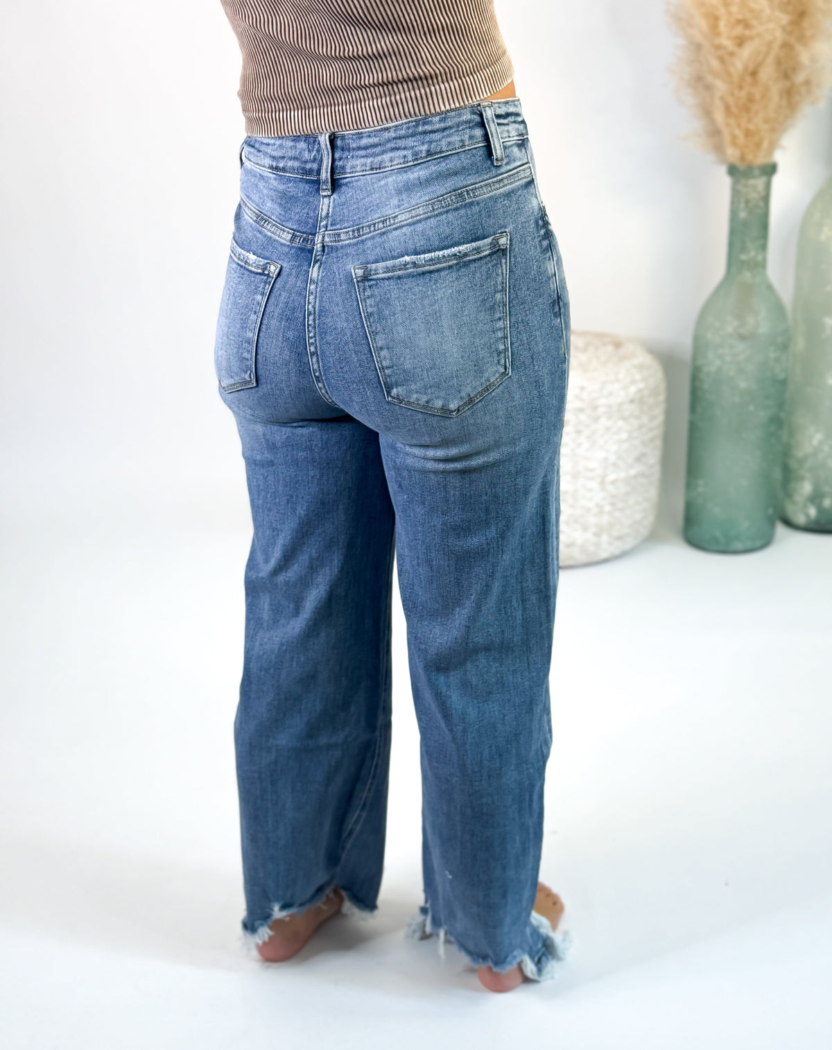 Women's Distressed High-Rise Straight-Leg Jeans