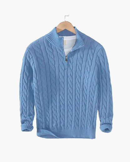Unisex Cable Knit Half-Zip Sweater