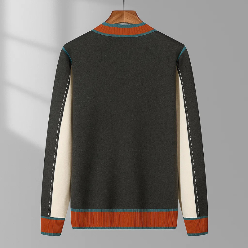 Men's Wool-Blend Contrast Trim Cardigan