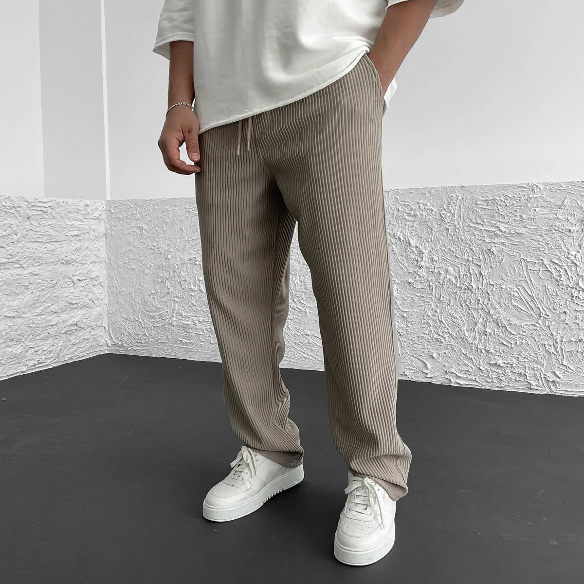 Men's Ribbed Knit Relaxed-Fit Pants