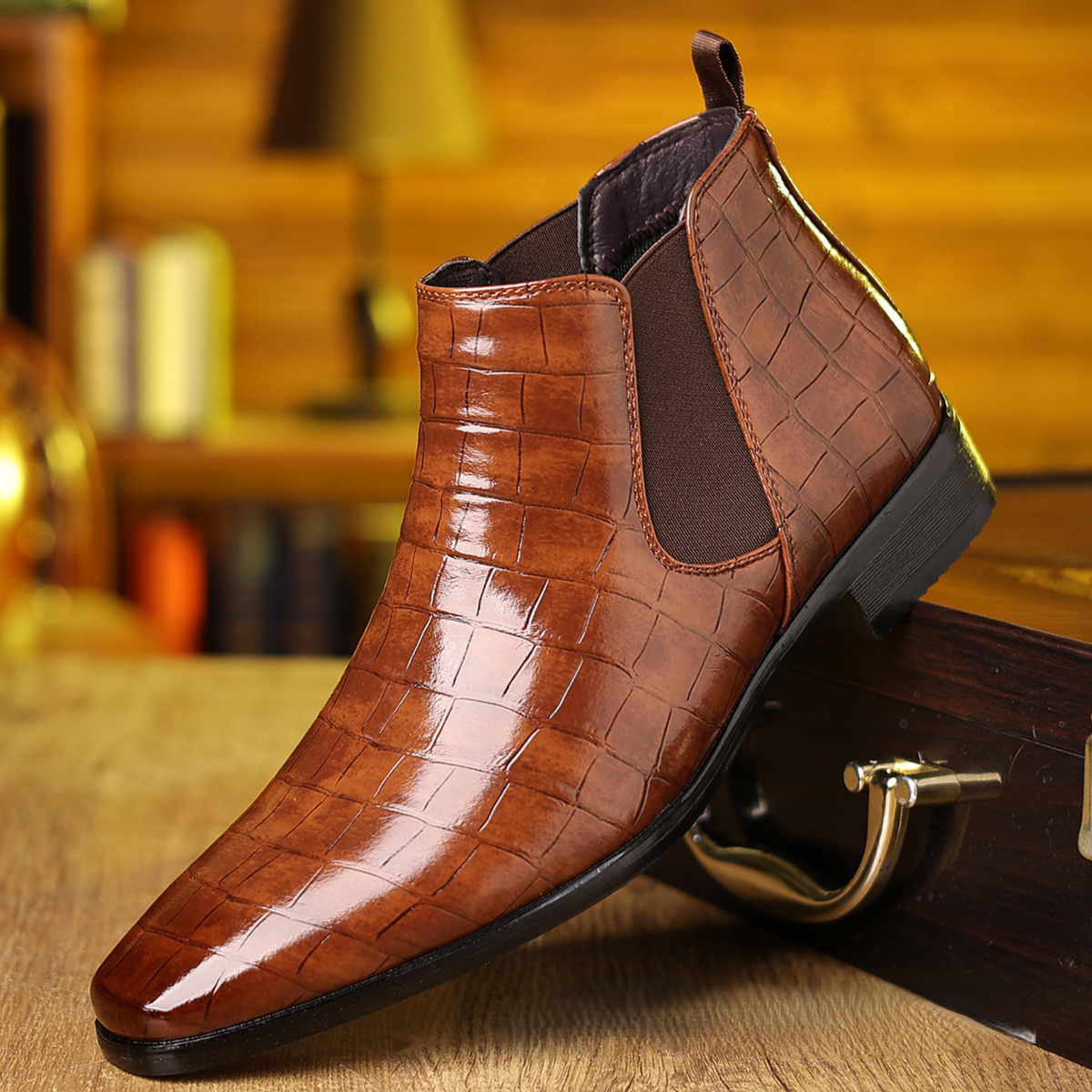 Men's Croc-Embossed Chelsea Boots