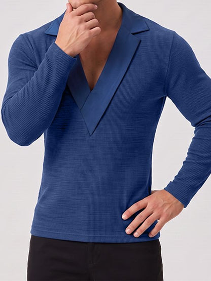 Men's Solid Knit Long Sleeve Sweater