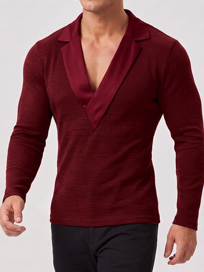 Men's Solid Knit Long Sleeve Sweater