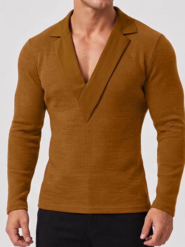 Men's Solid Knit Long Sleeve Sweater