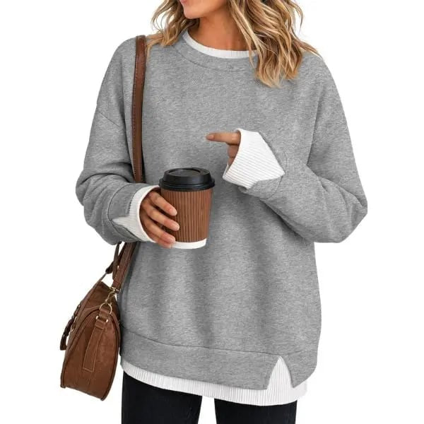 Women's Ribbed-Panel Layered-Look Sweatshirt