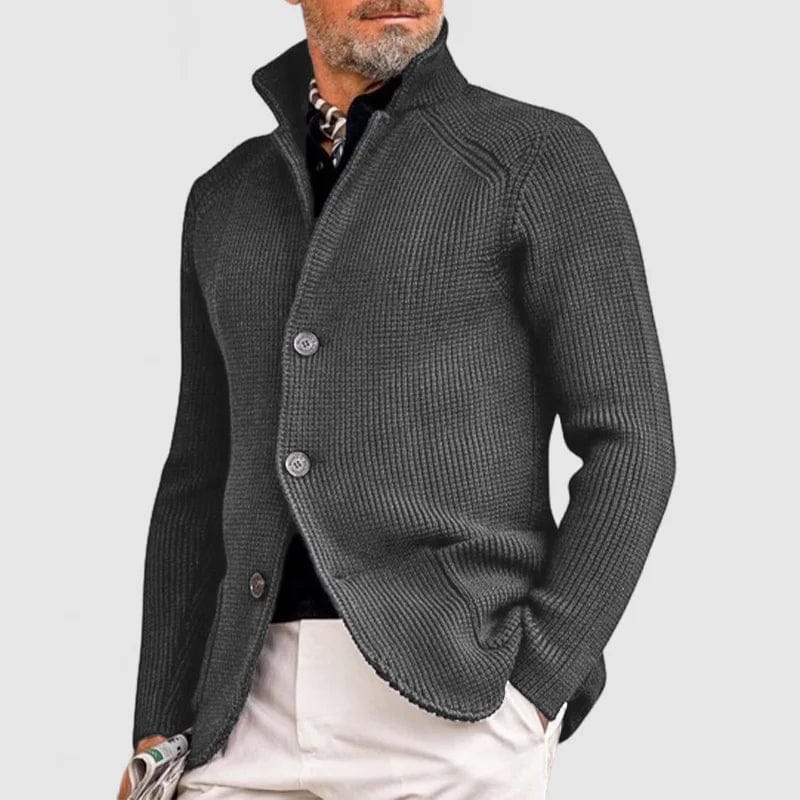 Men's Cotton-Wool Waffle Knit Cardigan