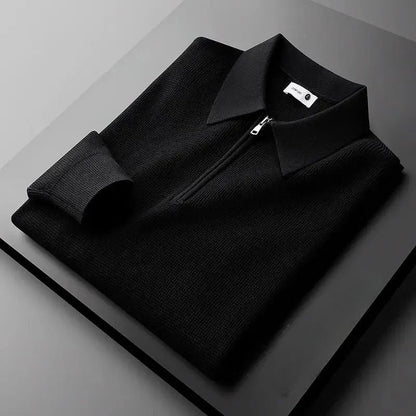 Men's Cotton Knit Half-Zip Polo Sweater