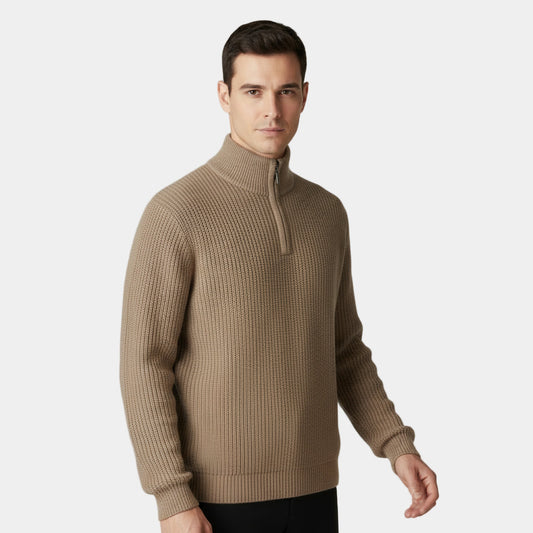 Men's Ribbed Knit Half-Zip Sweater