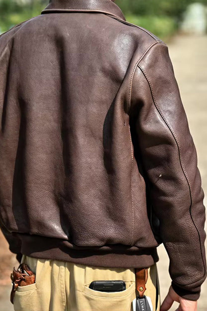 Men's Leather A-2 Bomber Jacket
