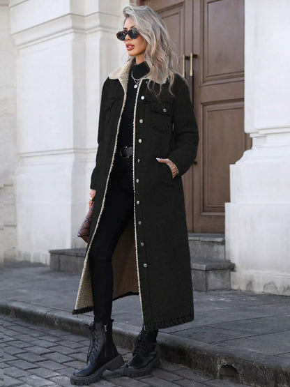 Women's Sherpa-Lined Longline Denim Jacket