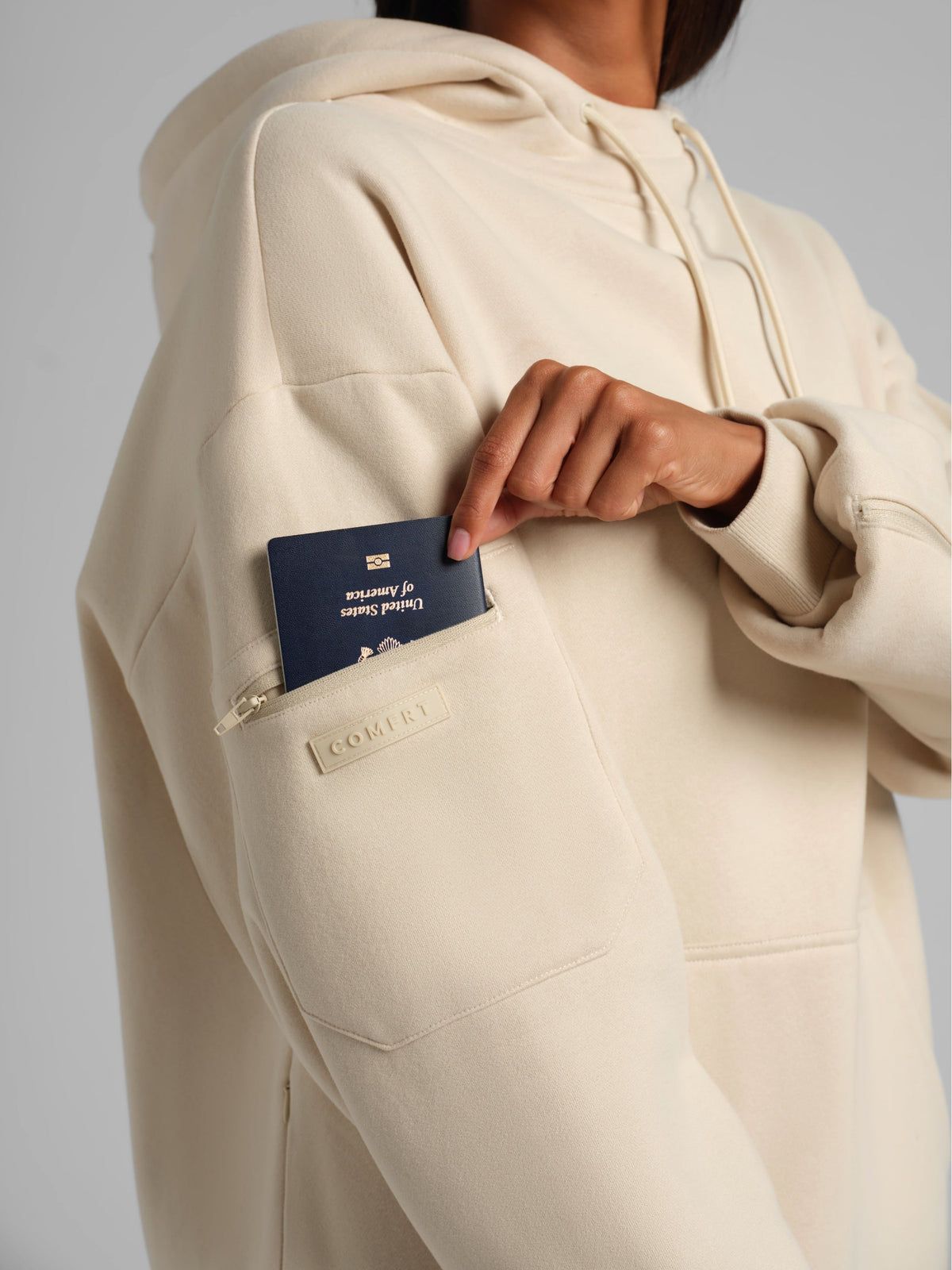 Unisex Fleece Travel Hoodie With Eye Mask