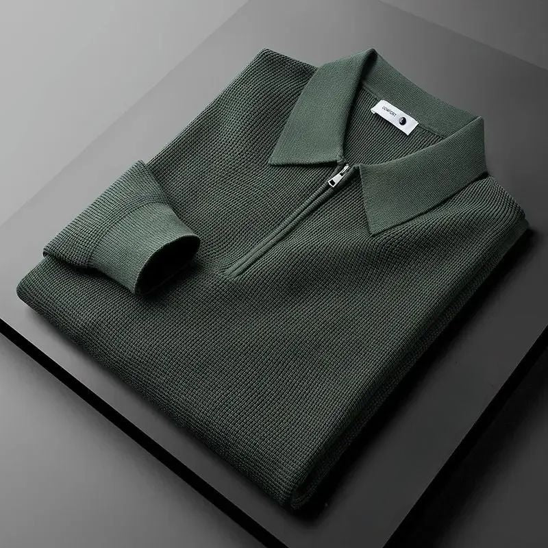 Men's Cotton Knit Half-Zip Polo Sweater
