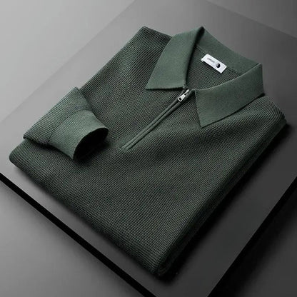 Men's Cotton Knit Half-Zip Polo Sweater