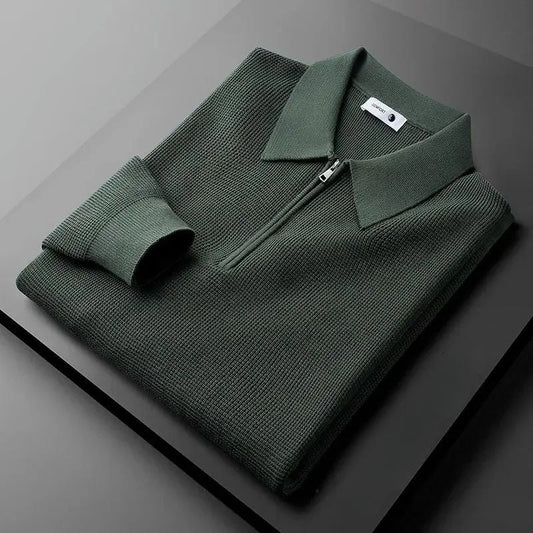 Men's Cotton Knit Half-Zip Polo Sweater
