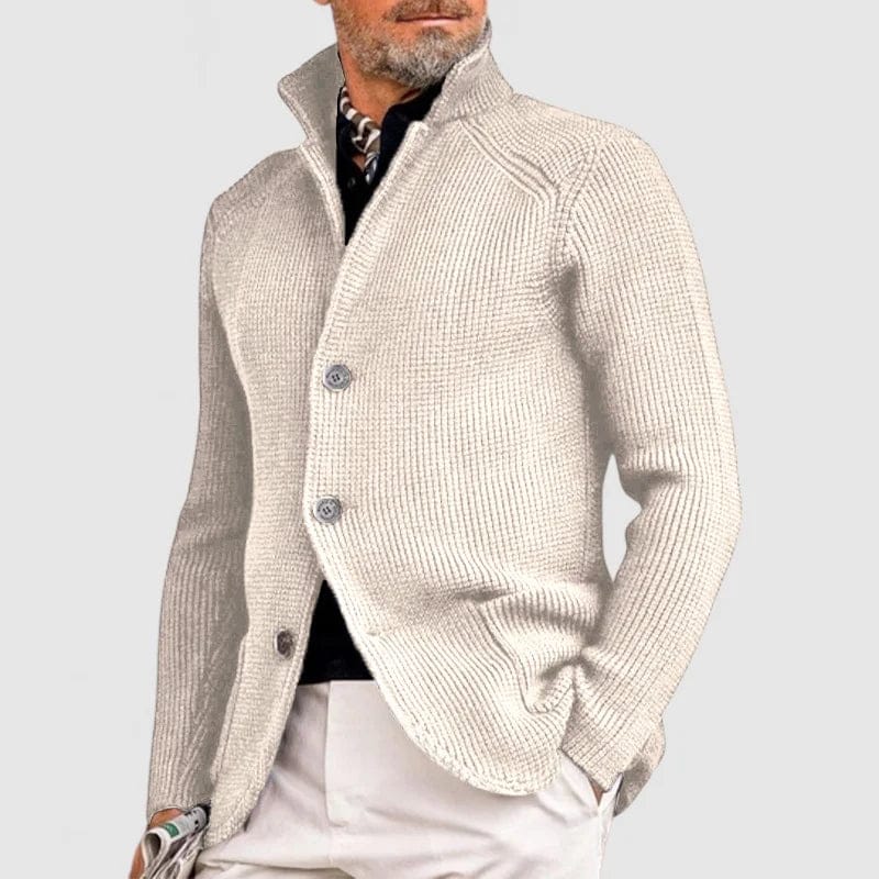 Men's Cotton-Wool Waffle Knit Cardigan