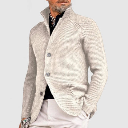 Men's Cotton-Wool Waffle Knit Cardigan