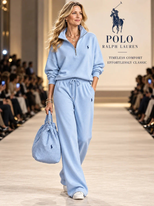 Women's Three-Piece Half-Zip Pullover, Wide-Leg Pants & Bag Set