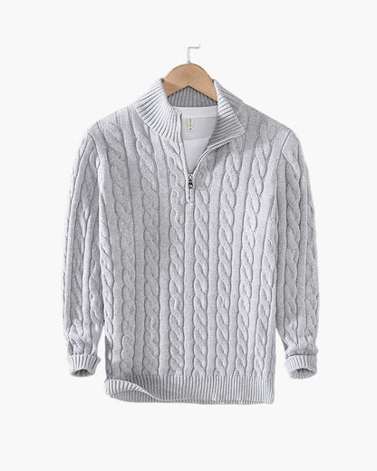 Unisex Cable Knit Half-Zip Sweater