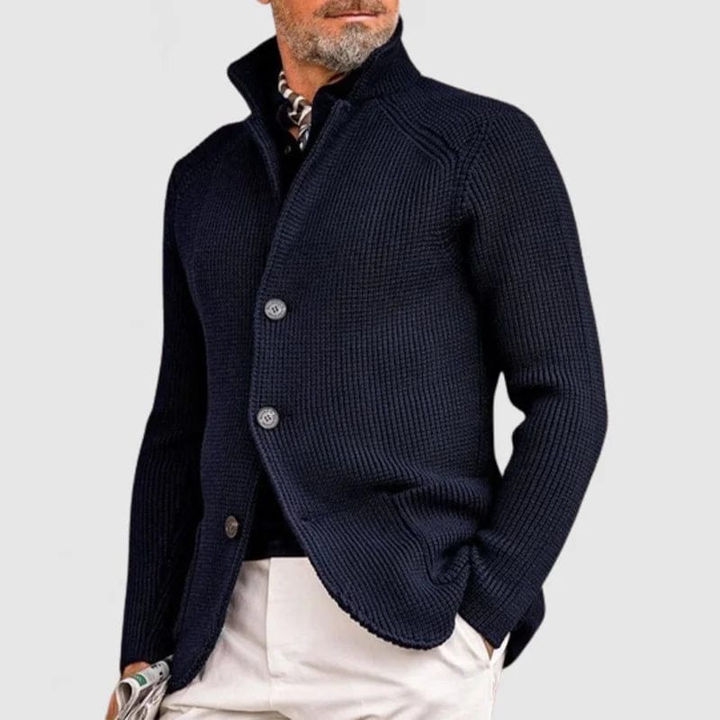 Men's Cotton-Wool Waffle Knit Cardigan