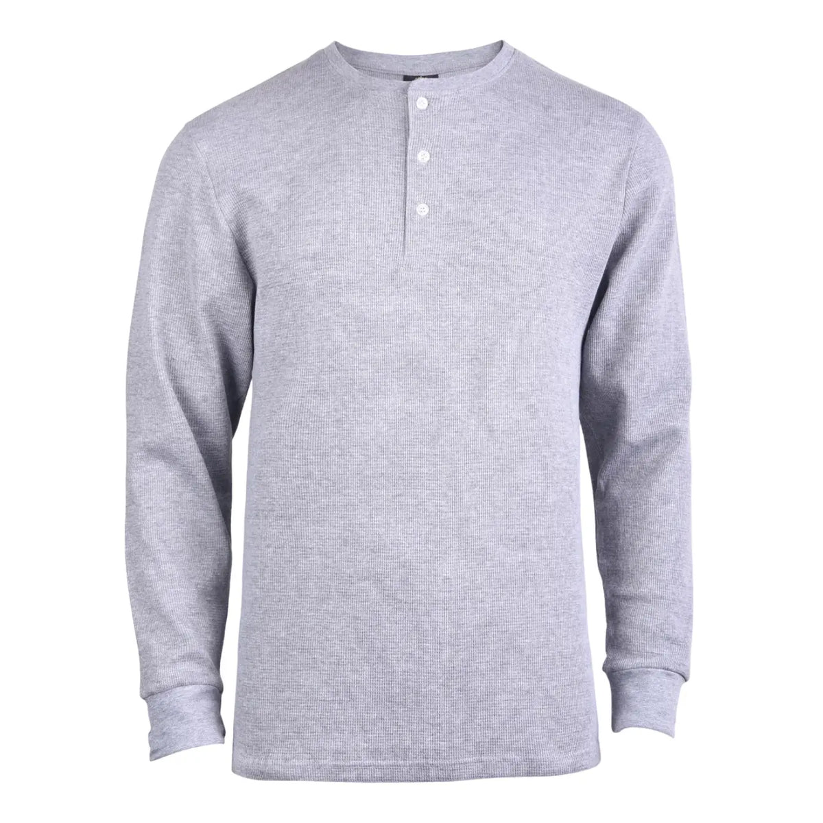 Men's Waffle-Knit Cotton Henley Thermal Shirt