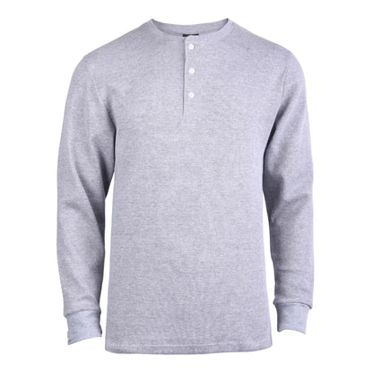 Men's Waffle-Knit Cotton Henley Thermal Shirt