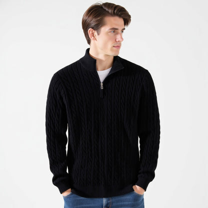 Unisex Cable Knit Half-Zip Sweater
