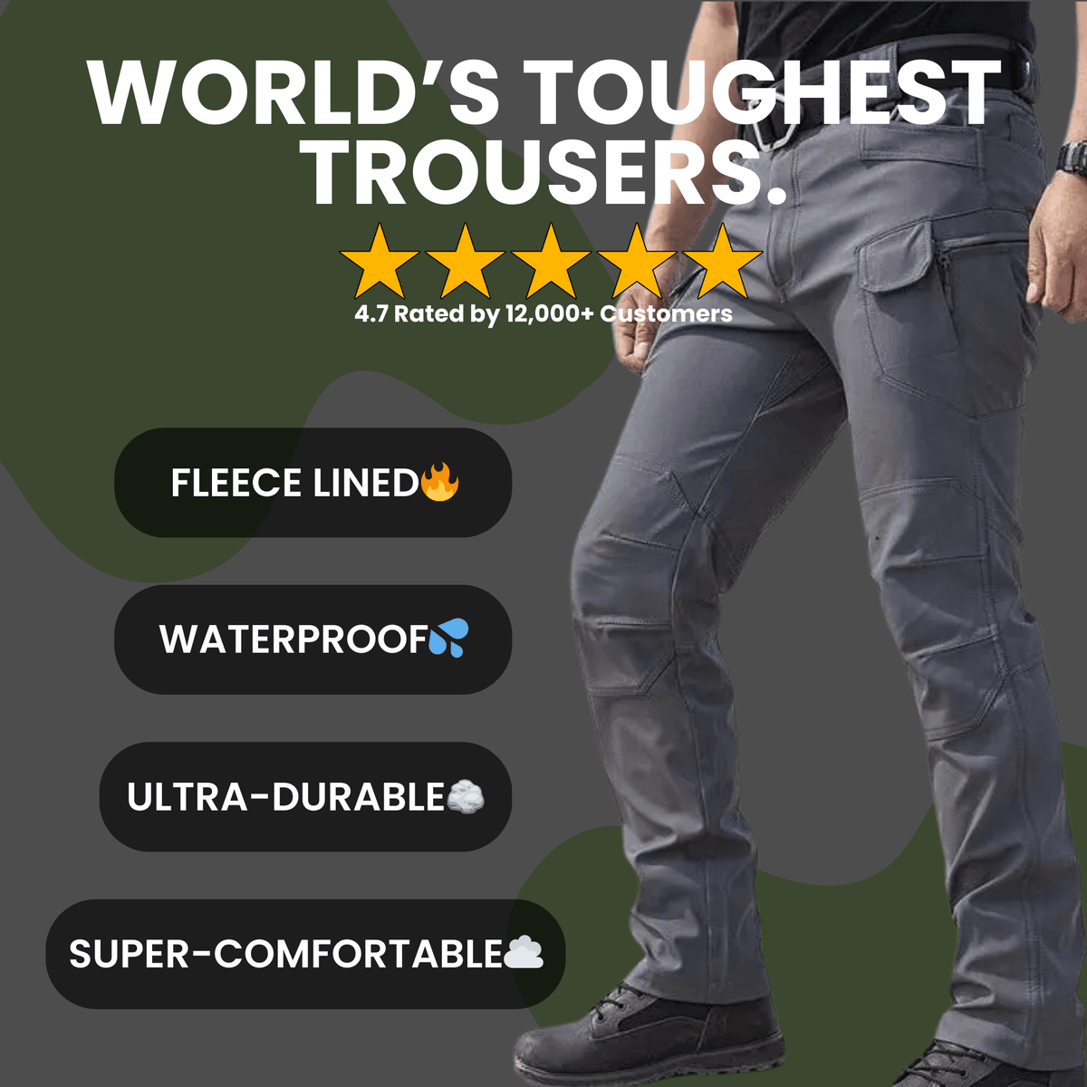 Men's Fleece Lined Waterproof Utility Trousers