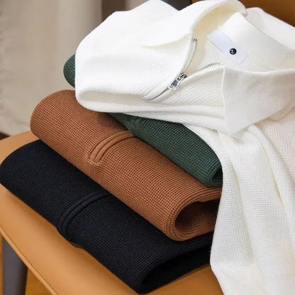 Men's Cotton Knit Half-Zip Polo Sweater
