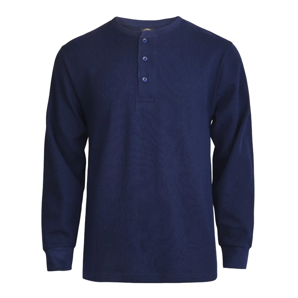 Men's Waffle-Knit Cotton Henley Thermal Shirt