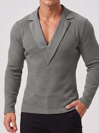 Men's Solid Knit Long Sleeve Sweater