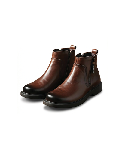 Men's Leather Side-Zip Dress Boots