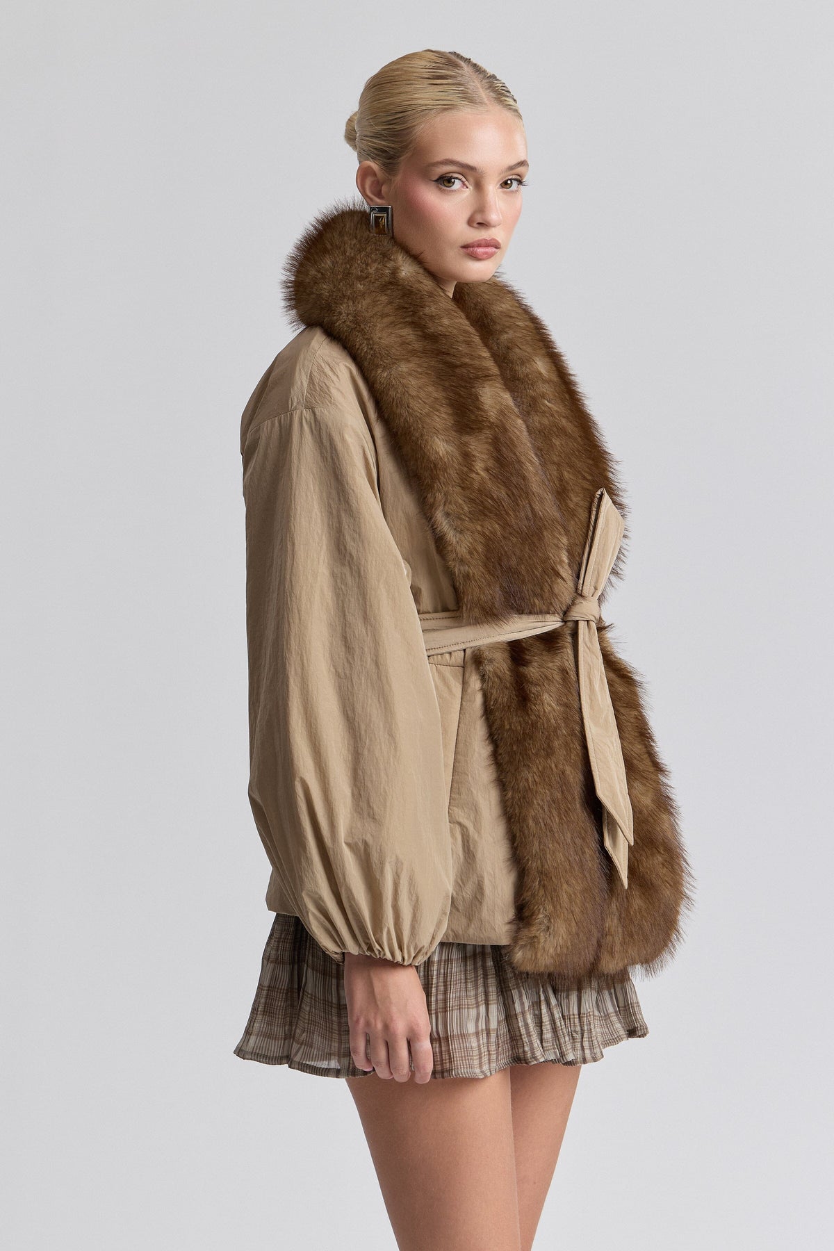 Women's Vegan Fur-Trimmed Nylon Parka