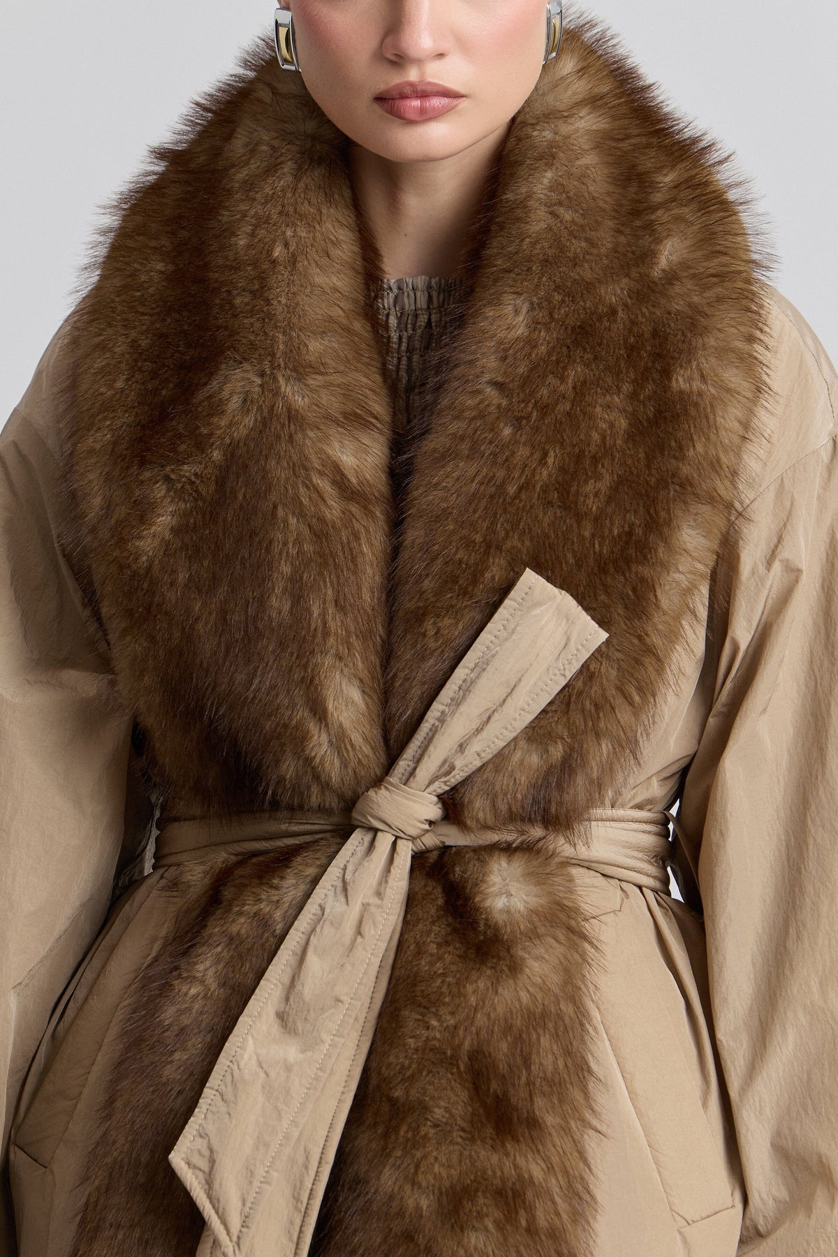 Women's Vegan Fur-Trimmed Nylon Parka