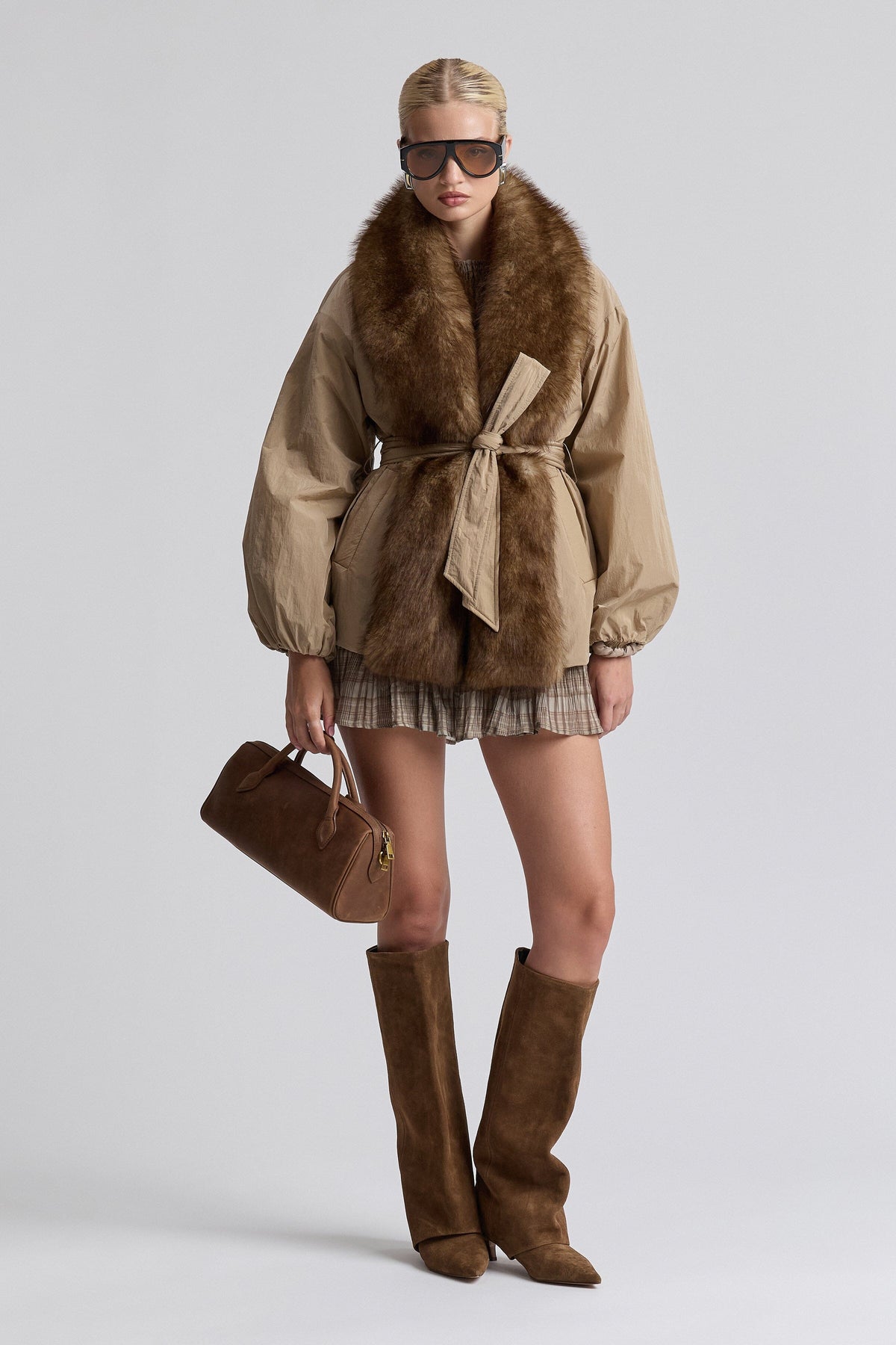 Women's Vegan Fur-Trimmed Nylon Parka