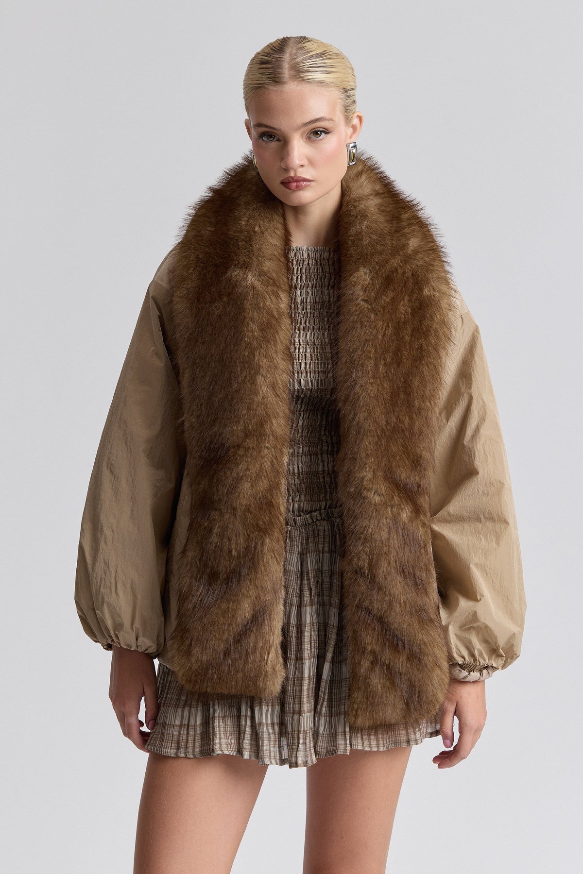 Women's Vegan Fur-Trimmed Nylon Parka