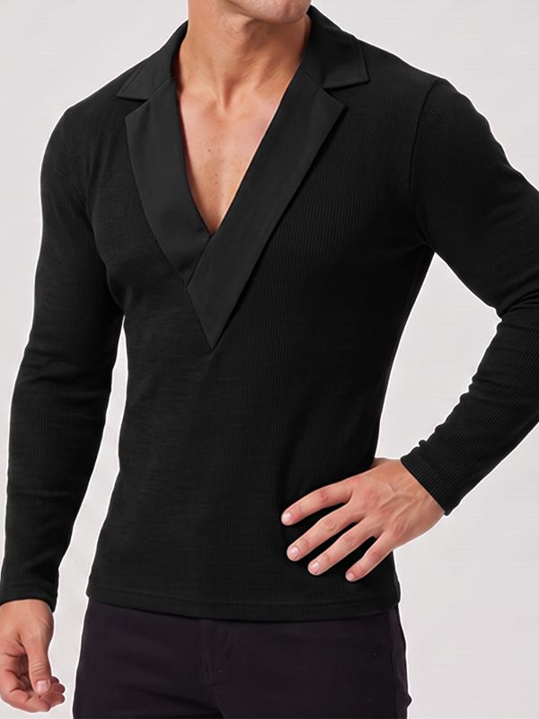 Men's Solid Knit Long Sleeve Sweater