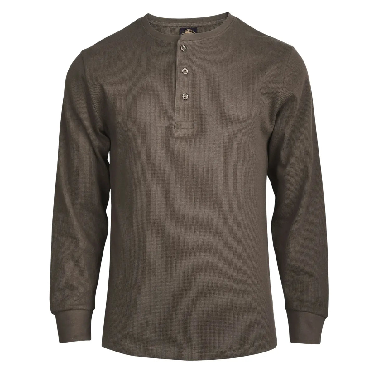 Men's Waffle-Knit Cotton Henley Thermal Shirt
