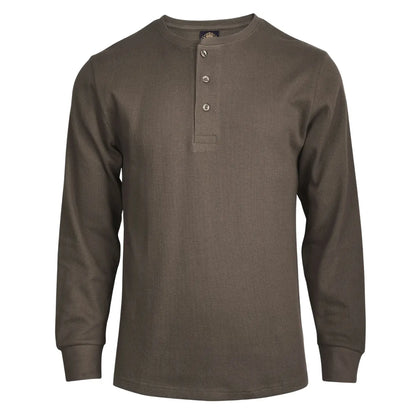 Men's Waffle-Knit Cotton Henley Thermal Shirt