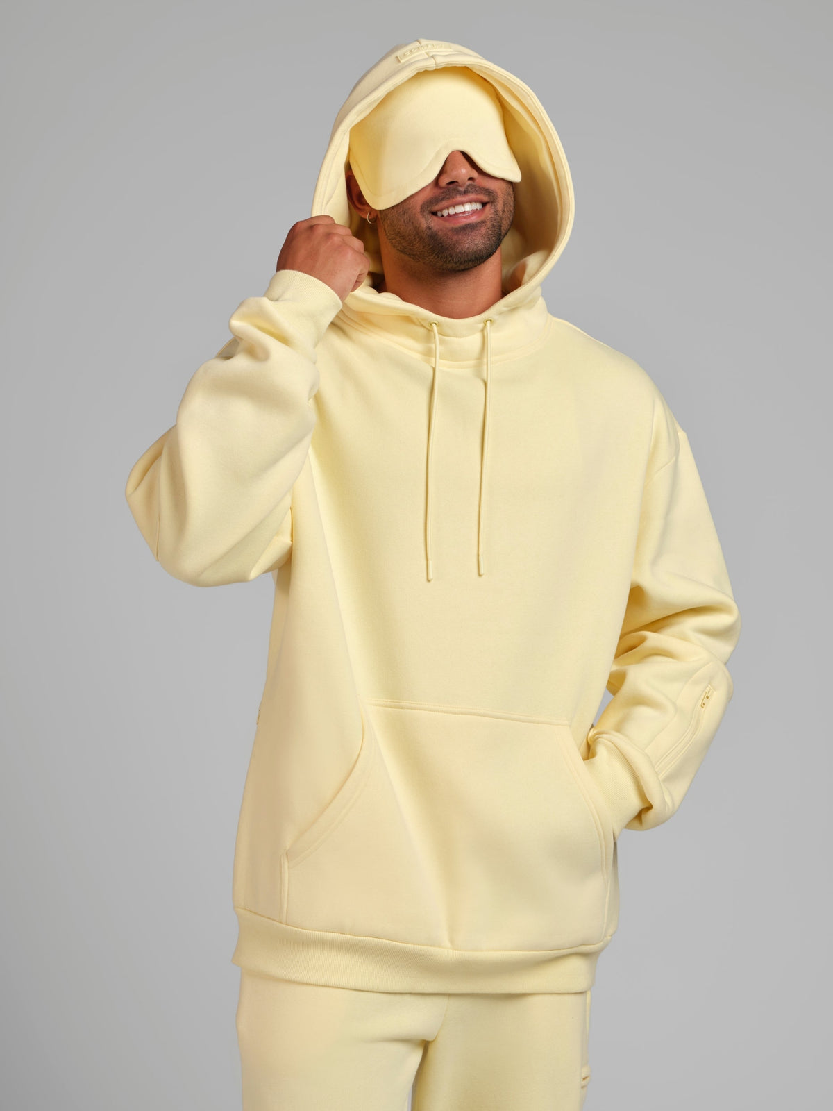 Unisex Fleece Travel Hoodie With Eye Mask