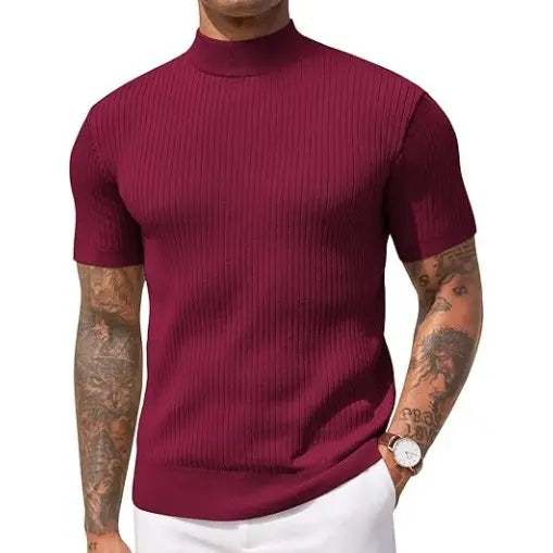 Men's Mock Turtleneck Short Sleeve Sweater