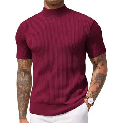 Men's Mock Turtleneck Short Sleeve Sweater