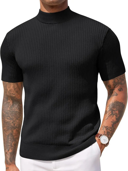 Men's Mock Turtleneck Short Sleeve Sweater