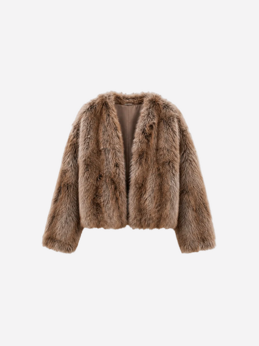 Women's Cropped Vegan Fur Jacket