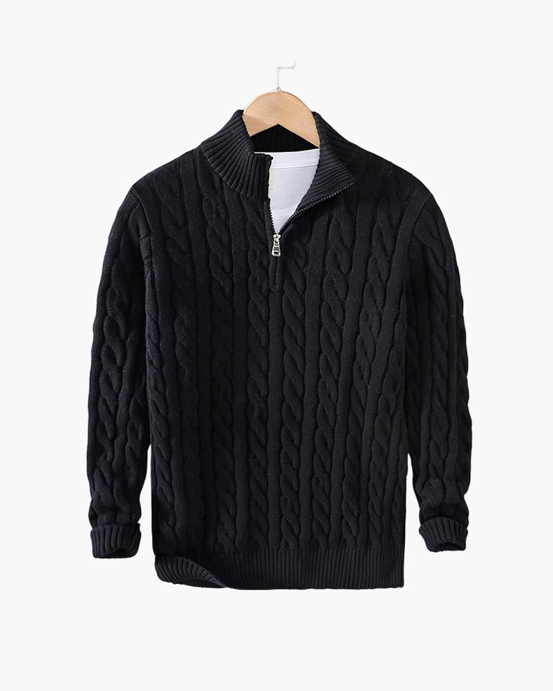 Unisex Cable Knit Half-Zip Sweater