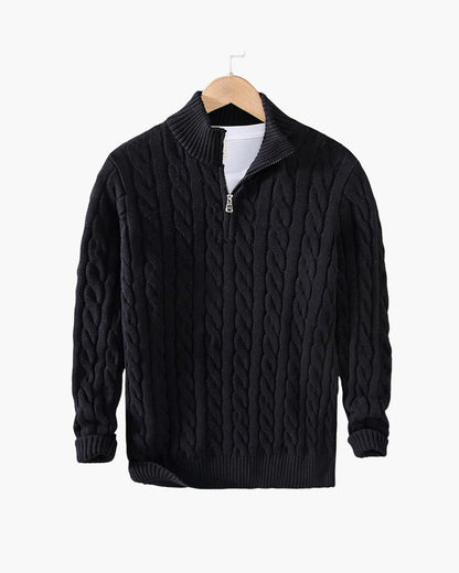 Unisex Cable Knit Half-Zip Sweater