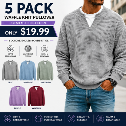 Men's Waffle Knit Thermal Pullover Sweater