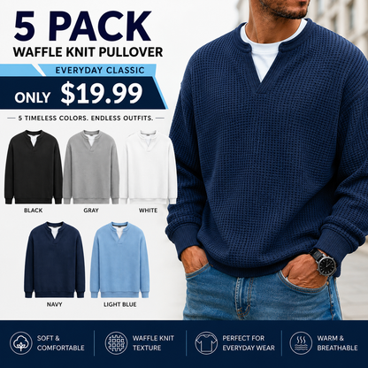 Men's Waffle Knit Thermal Pullover Sweater