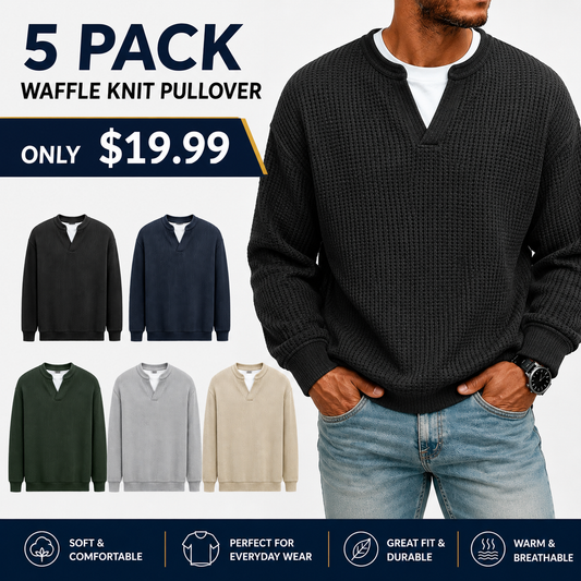 Men's Waffle Knit Thermal Pullover Sweater